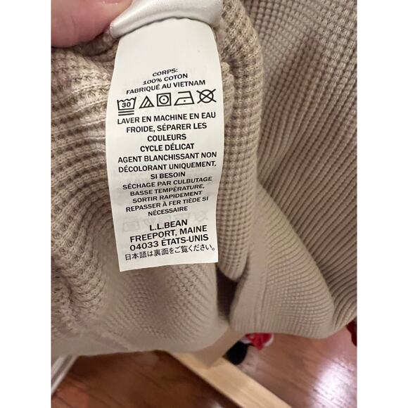 L.L.Bean Signature XXL Waffle Knit Thermal Shirt Navy Tan - Picture 7 of 8
